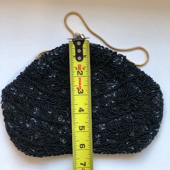 Vintage Women's Hand Beaded Black Evening Clutch - Picture 11 of 12